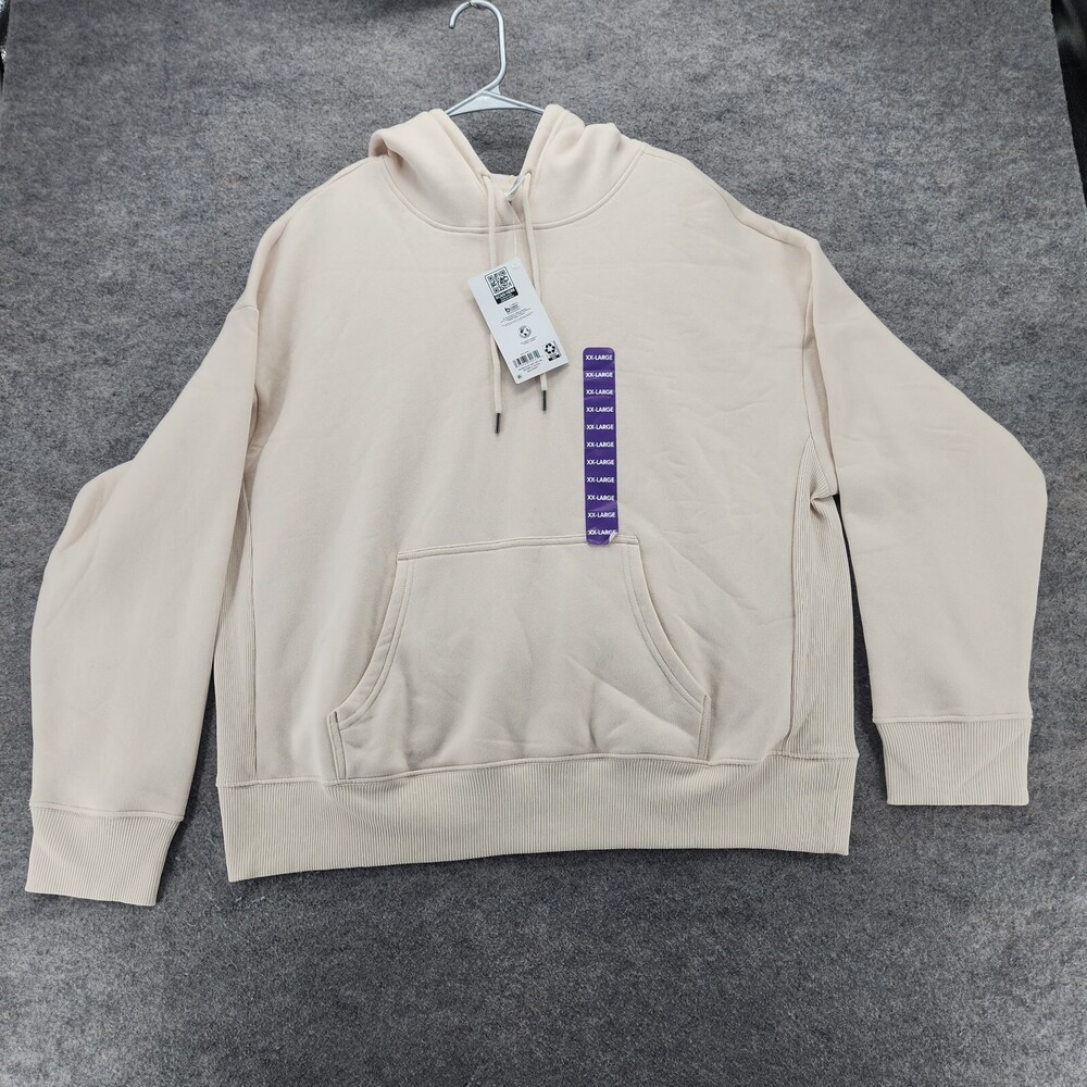 Members Mark Hoodie Womens XXL Fleece Ivory Relaxed